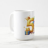 ゴールドの5歳の誕生日 コーヒーマグカップ (正面左)