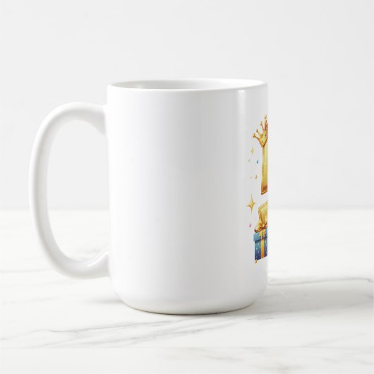 ゴールドの5歳の誕生日 コーヒーマグカップ (左)