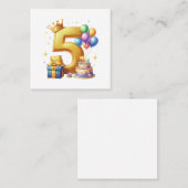 ゴールドの5歳の誕生日 スクエア名刺 (正面/裏面)