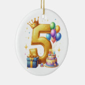 ゴールドの5歳の誕生日 セラミックオーナメント (右)