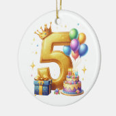 ゴールドの5歳の誕生日 セラミックオーナメント (左)