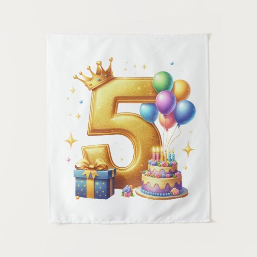 ゴールドの5歳の誕生日 タペストリー (正面)