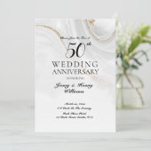ゴールドの50周年結婚記念日お祝い 招待状 (スタンド正面)