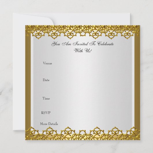 ゴールドの50周年結婚記念日パーティー招待状 招待状 (裏面)