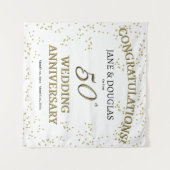 ゴールドの50周年結婚記念日パーティー タペストリー (正面(横))