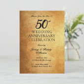 ゴールドの50周年結婚記念日パーティー 招待状 (スタンド正面)