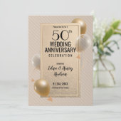ゴールドの50周年結婚記念日 招待状 (スタンド正面)