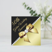 ゴールドの50周年結婚記念日 招待状 (スタンド正面)