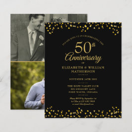 ゴールドの50周年記念招待状 2枚の写真
