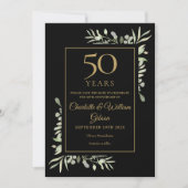 ゴールドの50周年記念Save the Dateグリーナリー 招待状 (正面)