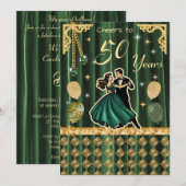 ゴールドの50歳の誕生日ダンスカップル招待状 招待状 (正面/裏面)