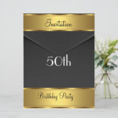 ゴールドの50歳の誕生日パーティーの招待状 招待状 (スタンド正面)