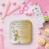ゴールドの50歳の誕生日紙皿 ペーパープレート (パーティー)