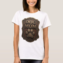 ゴールドの"DOG MOM" グラフィックデザインが目を引く Tシャツ