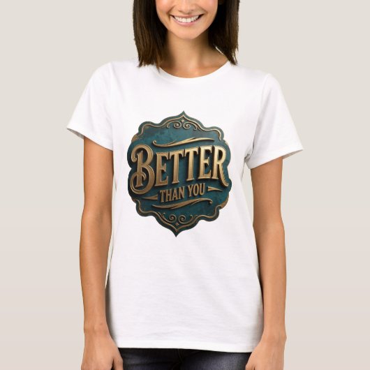 ゴールドのBETTER+THAN+YOU大胆デザイン Tシャツ (正面)