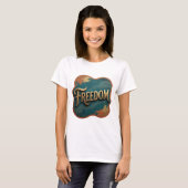 ゴールドのFREEDOM Tシャツデザイン Tシャツ (正面フル)