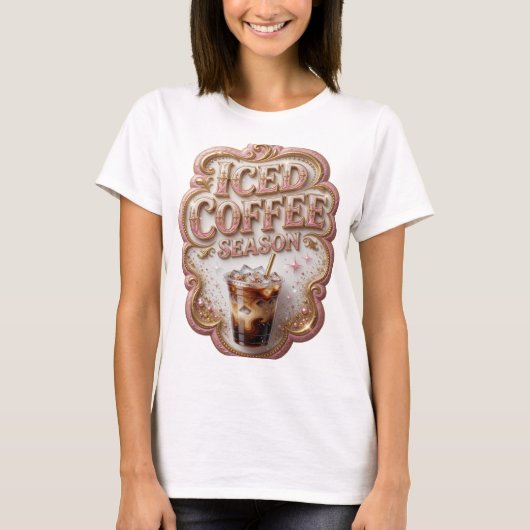 ゴールドのICE COFFEE SEASON大胆デザイン Tシャツ (正面)