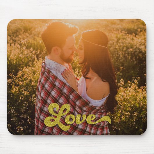 ゴールドのLoveとともにお気に入りの写真をカスタマイズ マウスパッド (正面)