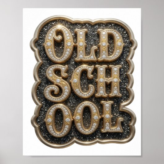 ゴールドのOLD SCHOOL オリジナル デザイン ポスター (正面)