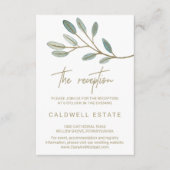 ゴールドべた付きユーカリの結婚式受付カード エンクロージャーカード (正面)