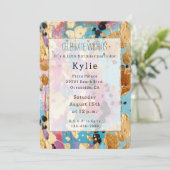 ゴールドアクアピンクアブストラクトレオパード 招待状 (スタンド正面)