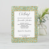 ゴールドアクアミントグリッツグリッター レオパード 招待状 (スタンド正面)