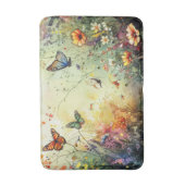 ゴールドアクセント バタフライ ガーデン カスタムアート バスマット (正面縦)