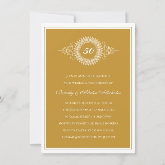 ゴールドアニバーサリーメダリオン パーティー招待状 招待状 (正面)