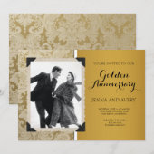 ゴールドアニバーサリー招待ダマスク 招待状 (正面/裏面)