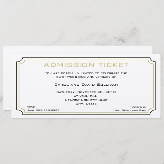 ゴールドアニバーサリー招待状 招待状 (正面/裏面)