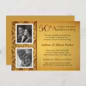 ゴールドアニバーサリー ダマスク 2 フォト 招待状 (正面/裏面)
