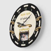 ゴールドアニバーサリー 50周年 ネーム フォト ブラック ラージ壁時計 (傾斜)