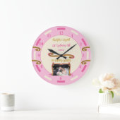 ゴールドアニバーサリー 50周年 名前と写真を追加 ピンク ラージ壁時計 (ホーム)