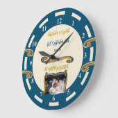 ゴールドアニバーサリー 50周年 名前と写真を追加 青 ラージ壁時計 (傾斜)