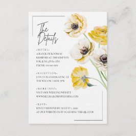 ゴールドアネモネのミニマル結婚式同封カード エンクロージャーカード