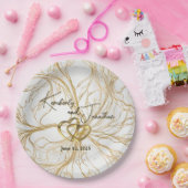 ゴールドアブストラクトデザインホテルウェディング ペーパープレート (パーティー)