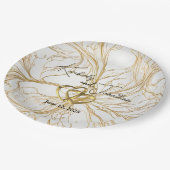 ゴールドアブストラクトデザインホテルウェディング ペーパープレート (アングル)