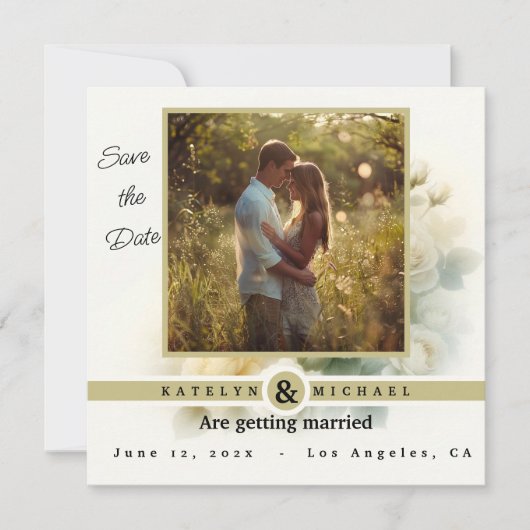 ゴールドアワー・ハグ - 結婚式のご案内 招待状 (正面)