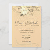 ゴールドアワー フラワー カリグラフィー ウォーターカラー 招待状 (正面)