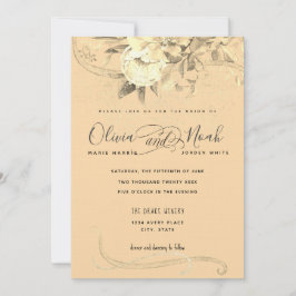 ゴールドアワー フラワー カリグラフィー ウォーターカラー 招待状