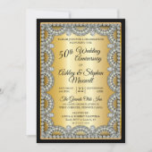 ゴールドアンドダイヤモンド 50周年記念結婚パーティー 招待状 (正面)