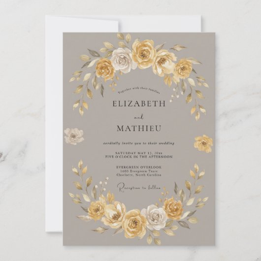 ゴールドアースフラワーズ ウェディング 招待状 (正面)