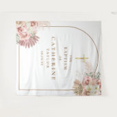 ゴールドアーチパンパスグラス洗礼写真背景 タペストリー (正面(横))