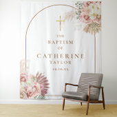 ゴールドアーチパンパスグラス洗礼写真背景 タペストリー (インサイチュ)