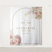 ゴールドアーチパンパスグラス洗礼写真背景 タペストリー (正面)