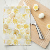 ゴールドイエローのハニカム キッチンタオル (四つ折り)