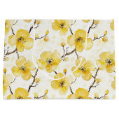 ゴールドイエローの花の結婚式 ラージペーパーバッグ (正面)