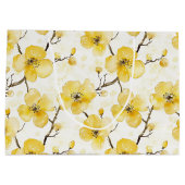 ゴールドイエローの花の結婚式 ラージペーパーバッグ (裏面)