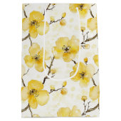 ゴールドイエローの花 ブライダルシャワー ミディアムペーパーバッグ (裏面)