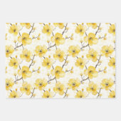 ゴールドイエローの花 ブライダルシャワー ラッピングペーパーシート (正面3)